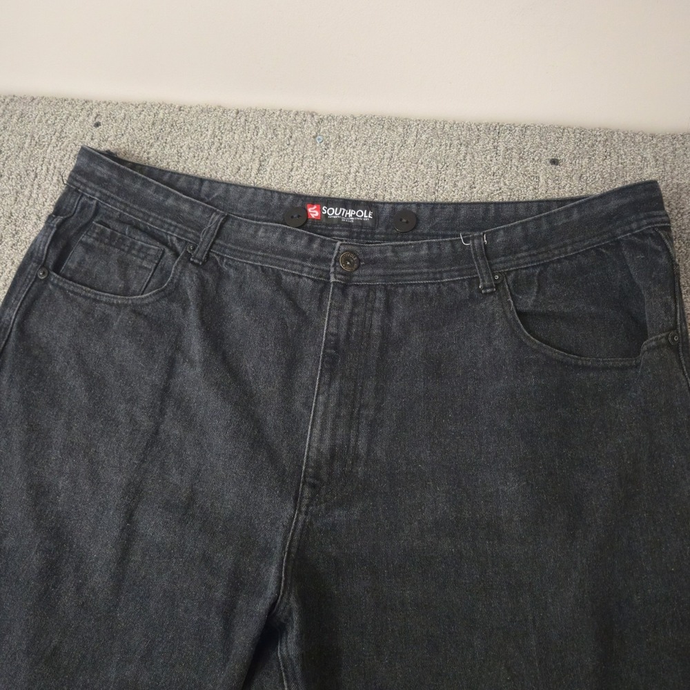 Southpole Jeans Baggy Grunge Wide Leg Size 46 Black Skater 2000s Style - Picture 7 of 10